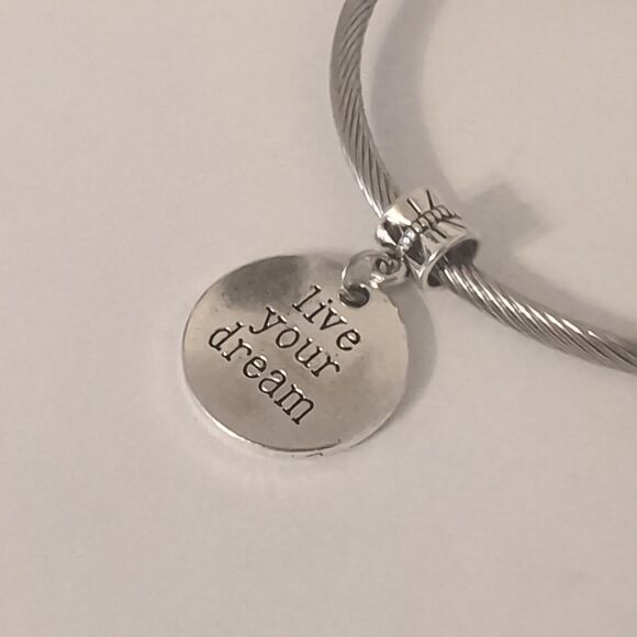 Silver Live Your‎ Dream Dangle Charm for Pandora Style Bracelet - Picture 2 of 4